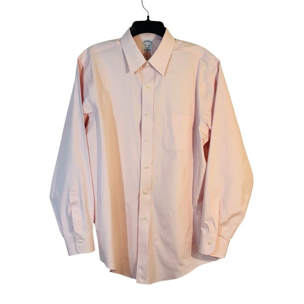 BROOKS BROTHERS Regent Non Iron Pink Supima Cotton Dress Shirt 16 - 34